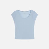 SITP5300 Sheer Cap-Sleeve Slim T-Shirt_Sky blue
