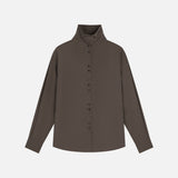 SITP5304 High-Neck Silky Shirt_Brown