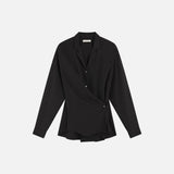 SITP5306 Soft Open-Collar Wrap Shirt_Black