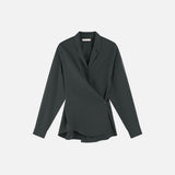 SITP5306 Soft Open-Collar Wrap Shirt_Midnight navy