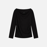 SITP5307 Cowl-Neck Long-Sleeve T-Shirt_Black