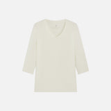 SITP5313 Soft V-Neck 3/4-Sleeve T-Shirt_Ivory