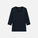 SITP5313 Soft V-Neck 3/4-Sleeve T-Shirt_Navy