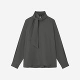 SITP5321 Loose-Fit Tie Blouse_Charcoal