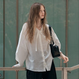 SITP5222 V-neck Tie Blouse_Ivory