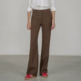 SIPT7128 Minimal Low-Rise Bootcut Slacks_Brown