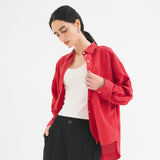 SITP5198 Linen Blend Pure Shirt_Cherry red