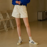 SIJN6030 color denim shorts_Ivory