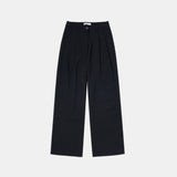 SIPT7052 muse two tuck wide slacks_Black