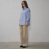 SIPT7151 Curved Single Pleat Chino Pants_Beige