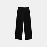 SIPT7174 Heavy Twill One-Tuck Curved Slacks_Black