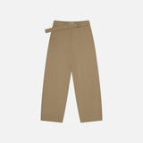 SIPT7215 Belted Curved Cotton Pants_Beige