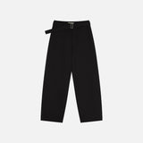 SIPT7215 Belted Curved Cotton Pants_Black