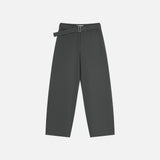 SIPT7215 Belted Curved Cotton Pants_Charcoal