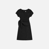 SIA8039 Pleated Wrap Dress_Black