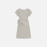 SIA8039 Pleated Wrap Dress_Light Gray