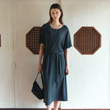 SIA8042 Relaxed Jersey Wrap Dress_Charcoal