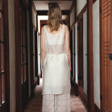 SIA8043 Sheer Layered Wrinkle Dress_Cream