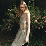 SIA8043 Sheer Layered Wrinkle Dress_Olive