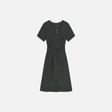 SIA8042 Relaxed Jersey Wrap Dress_Charcoal