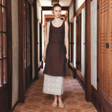SIA8043 Sheer Layered Wrinkle Dress_Brown