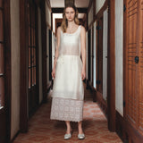 SIA8043 Sheer Layered Wrinkle Dress_Cream