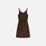 SIA8043 Sheer Layered Wrinkle Dress_Brown