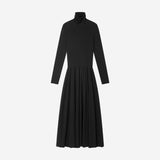 SIA8047 Turtleneck Shirred Long Dress_Black