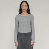 SITP5164 Round Neck Long Sleeve T-Shirt_Melange Gray