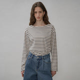 SITP5192 Loose Fit ST Boat Neck T-Shirt_Black Stripe