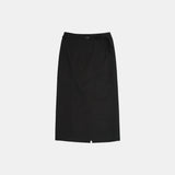 SIST9051 Belted Tailored Long Skirt_Black
