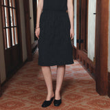 SIST9067 Wrinkle Volume Midi Skirt_Black