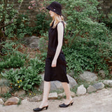 SIST9067 Wrinkle Volume Midi Skirt_Black