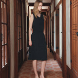SIST9067 Wrinkle Volume Midi Skirt_Black