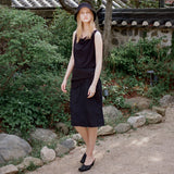 SIST9067 Wrinkle Volume Midi Skirt_Black
