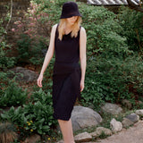 SIST9067 Wrinkle Volume Midi Skirt_Black