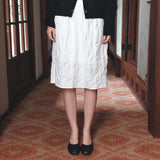 SIST9067 Wrinkle Volume Midi Skirt_White
