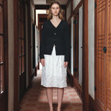 SIST9067 Wrinkle Volume Midi Skirt_White