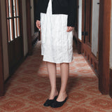 SIST9067 Wrinkle Volume Midi Skirt_White