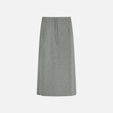 SIST9074 Waffle Elastic-Waist Long Skirt_Melange gray