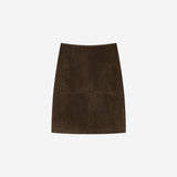 SIST9076 Faux Suede Midi Skirt_Brown