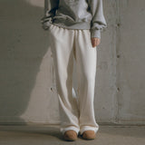 SIPT7097 Fleece Ribbed Sweatpants_Cream