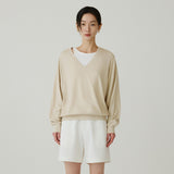SITP5274 V-neck Batwing Comfort T-shirt_Light beige