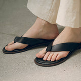SIAC3046 Cowhide Wood Heel Sandals_Black