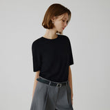 SIKN2184 Basic Round Neck Short Sleeve Knit_Black