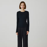 SIKN2177 Hairy Ribbed Knit_Black