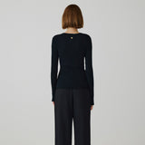 SIKN2177 Hairy Ribbed Knit_Black