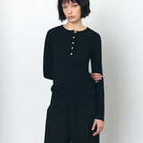SITP5241 Slub Henley Neck T-Shirt_Black