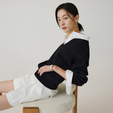 SIKN2181 Balloon V-Neck Loose Fit Knit_Black
