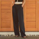 SIPT7078 Two-Tuck Nylon Slacks_Black